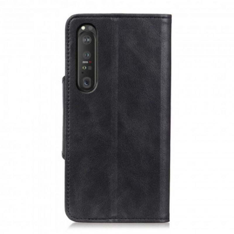 Flip Cover Sony Xperia 1 III Vintage Knap I Kunstlæder