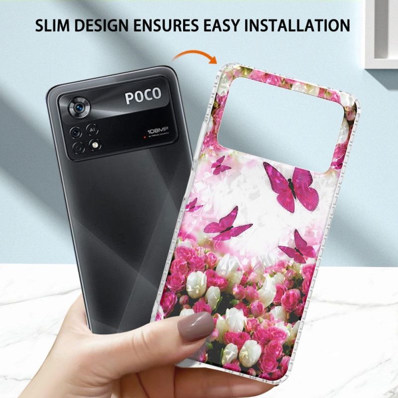 Cover Poco X4 Pro 5G Stillige Sommerfugle