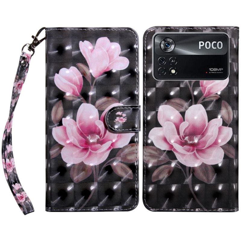 Flip Cover Poco X4 Pro 5G Med Snor Floral Strappy