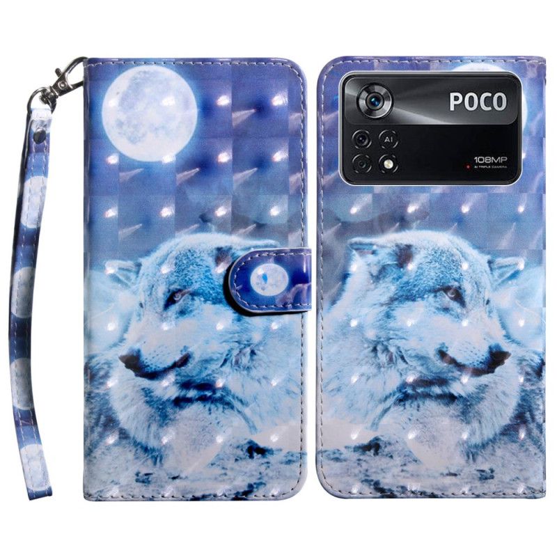 Flip Cover Poco X4 Pro 5G Med Snor Strappet Ulveblik