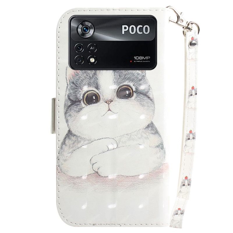 Flip Cover Poco X4 Pro 5G Med Snor Tomat På Remmekatten