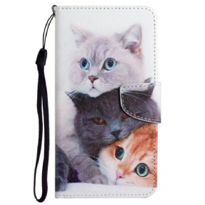 Læder Cover Poco X4 Pro 5G Med Snor Kun Strappy Cats