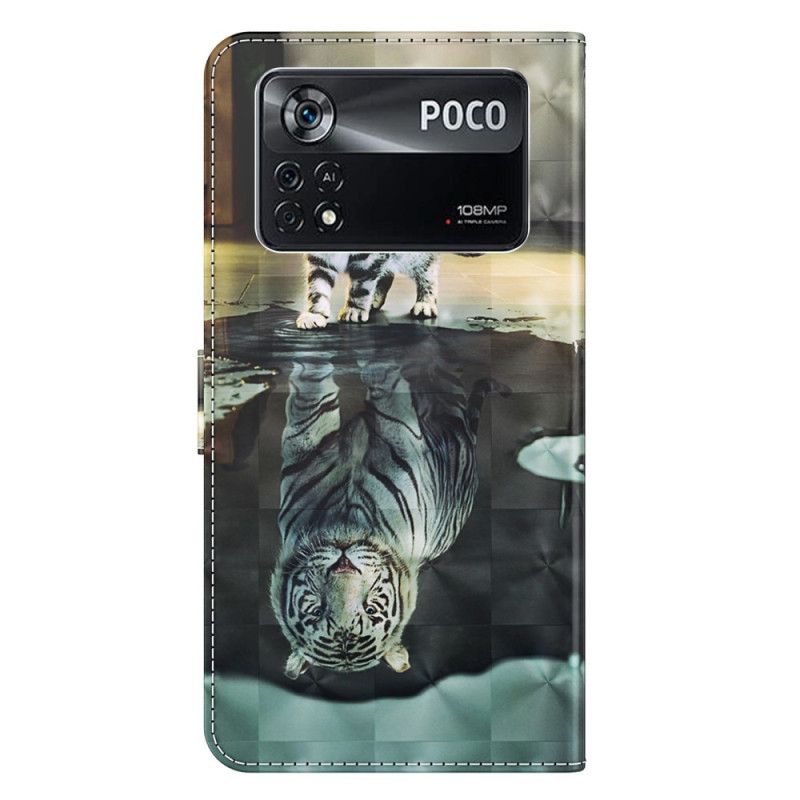 Læder Cover Poco X4 Pro 5G Med Snor Thong Kitten Dream