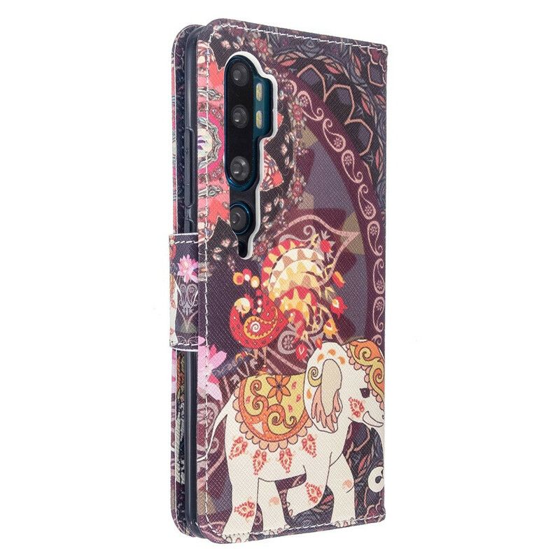 Læder Cover Xiaomi Mi Note 10 / 10 Pro Indiske Elefanter