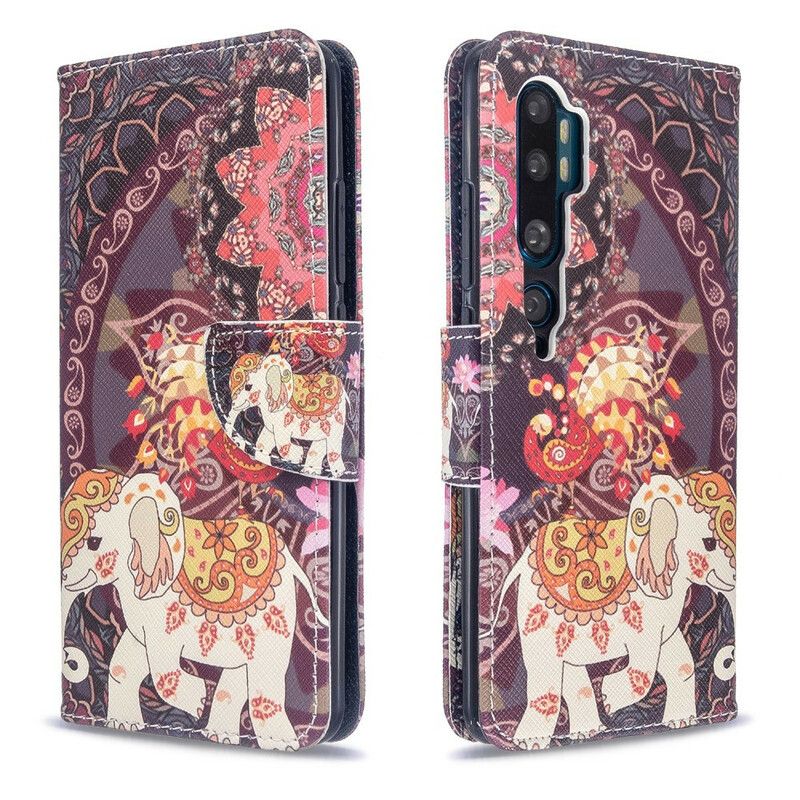 Læder Cover Xiaomi Mi Note 10 / 10 Pro Indiske Elefanter