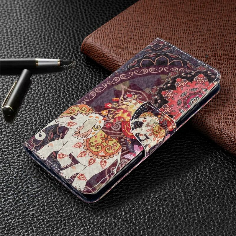 Læder Cover Xiaomi Mi Note 10 / 10 Pro Indiske Elefanter