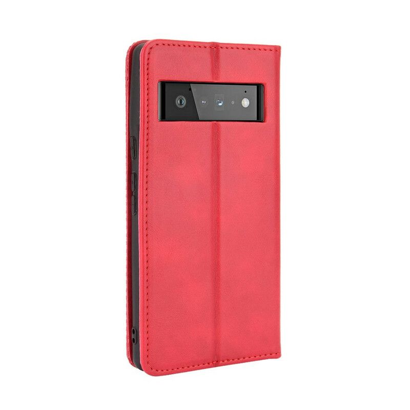 Cover Google Pixel 6 Flip Cover Vintage Stiliseret Lædereffekt