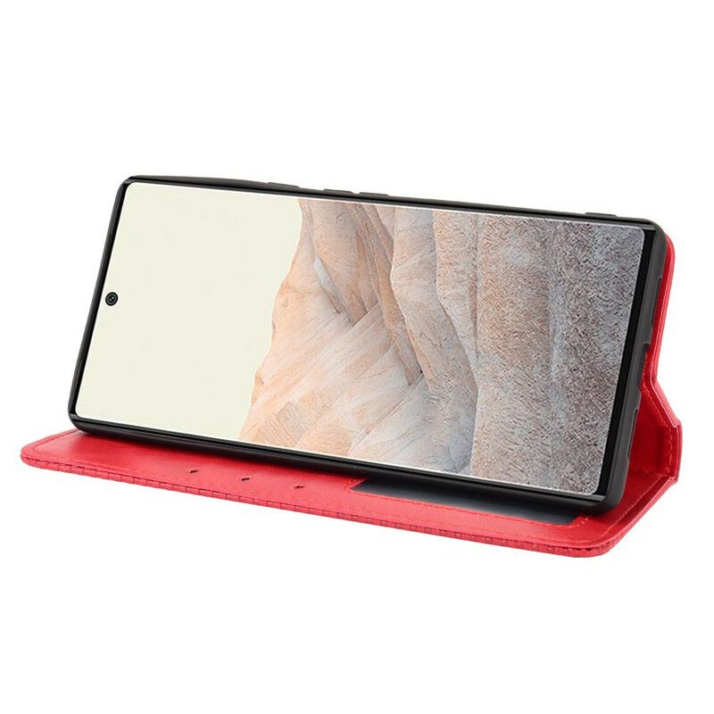Cover Google Pixel 6 Flip Cover Vintage Stiliseret Lædereffekt