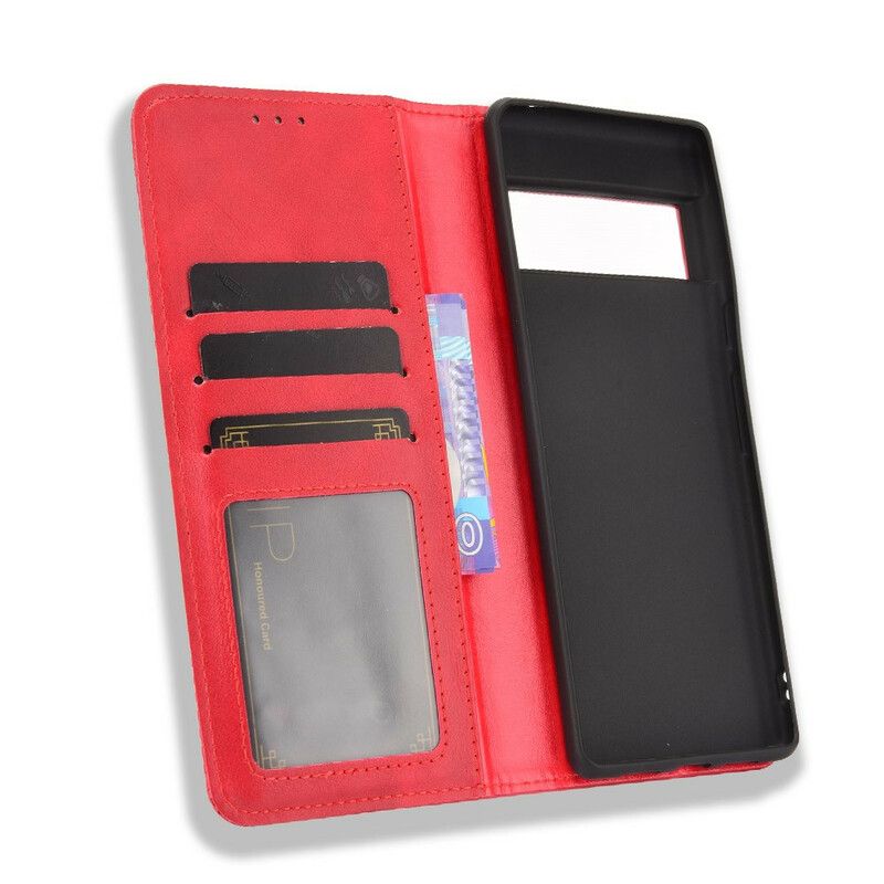 Cover Google Pixel 6 Flip Cover Vintage Stiliseret Lædereffekt