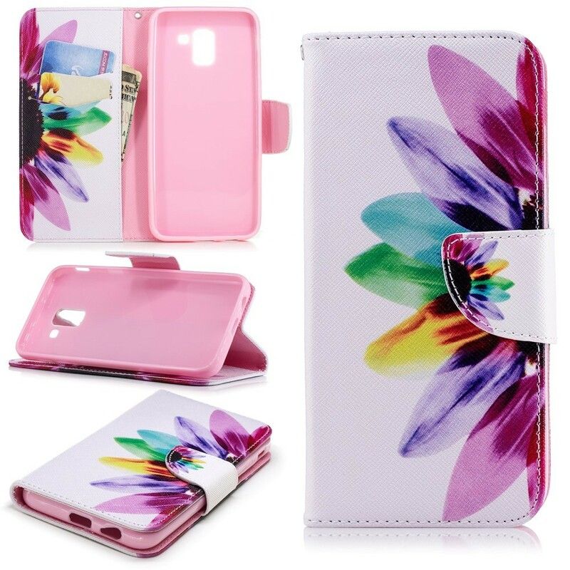 Flip Cover Samsung Galaxy J6 Akvarelblomst