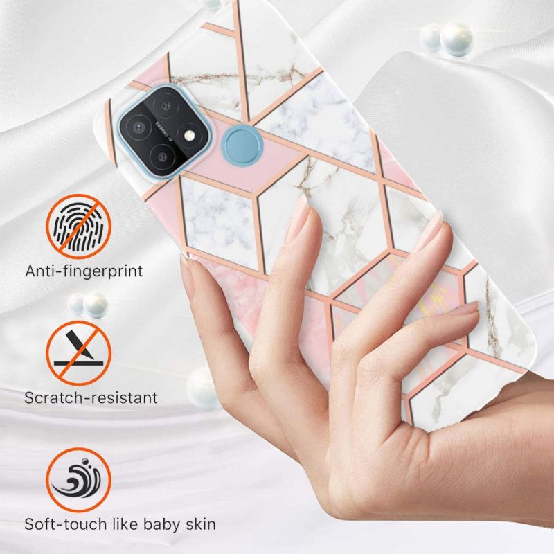 Cover Oppo A15 Blinkende Geometrisk Marmor