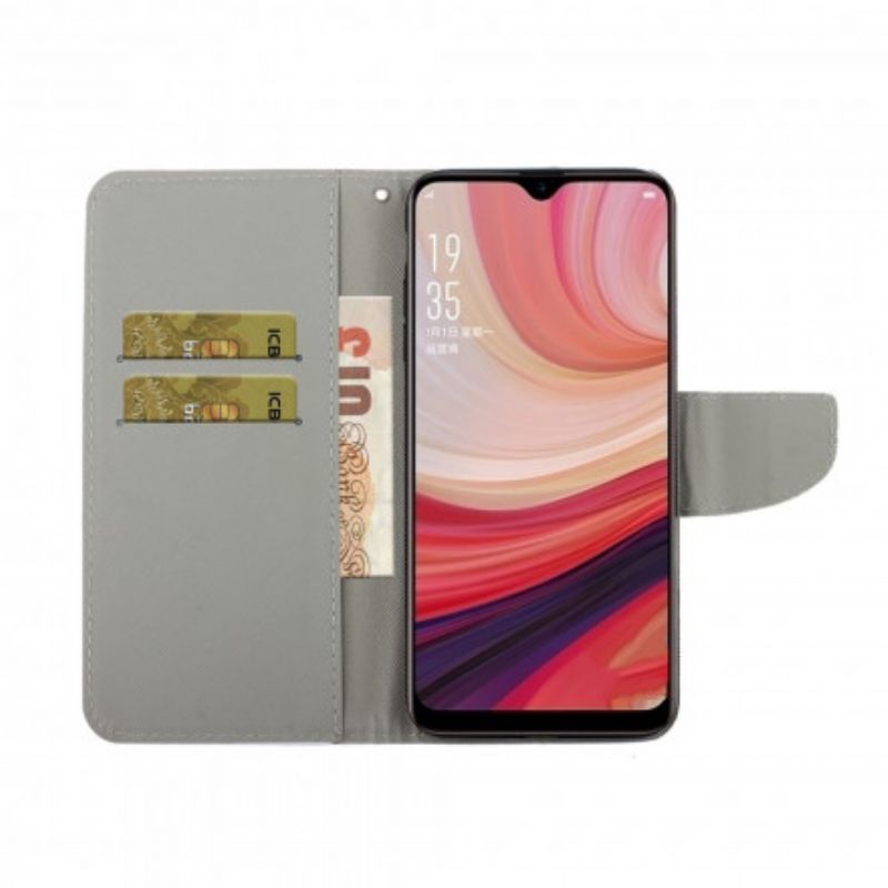 Flip Cover Oppo A15 Marmor Med Rem