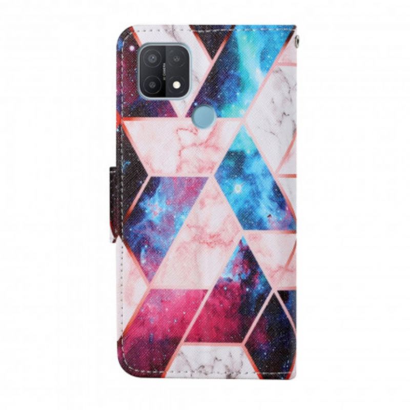 Flip Cover Oppo A15 Marmor Med Rem
