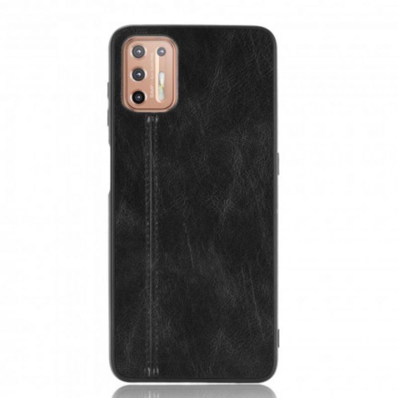 Cover Moto G9 Plus Søm Lædereffekt