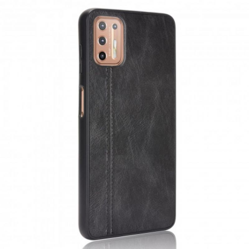 Cover Moto G9 Plus Søm Lædereffekt