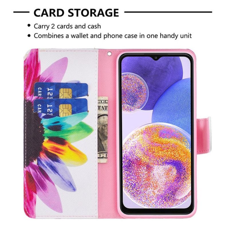 Flip Cover Samsung Galaxy M23 5G Akvarelblomst