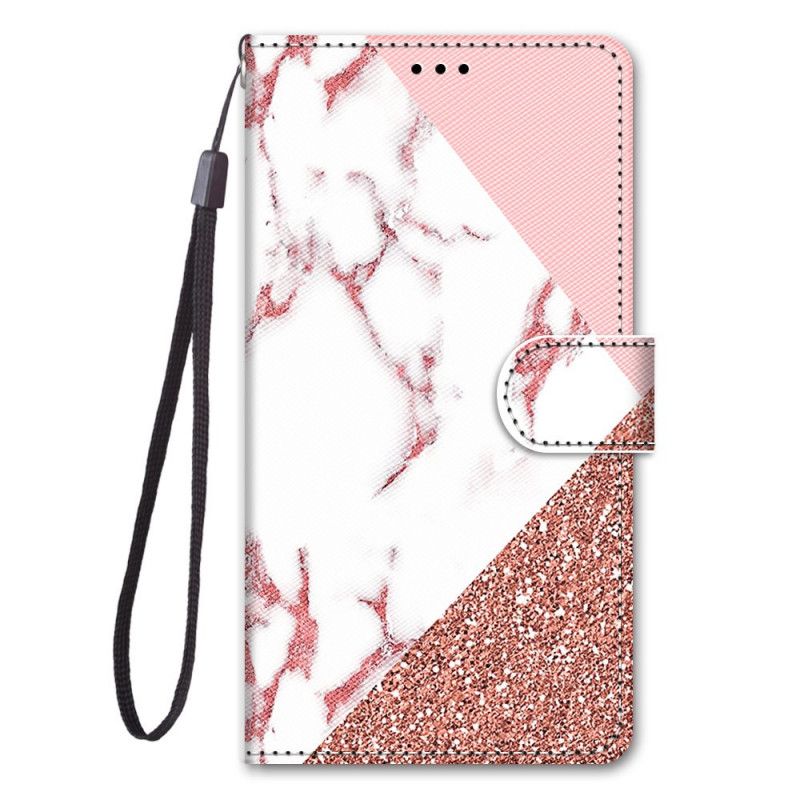 Flip Cover Samsung Galaxy M23 5G Marmor Og Glittertrekant