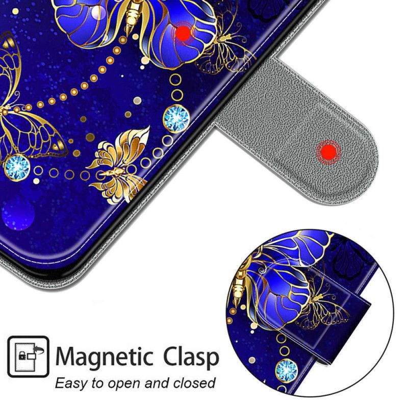 Flip Cover Samsung Galaxy M23 5G Med Snor Thong Butterflies Fan