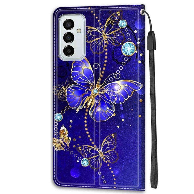 Flip Cover Samsung Galaxy M23 5G Med Snor Thong Butterflies Fan