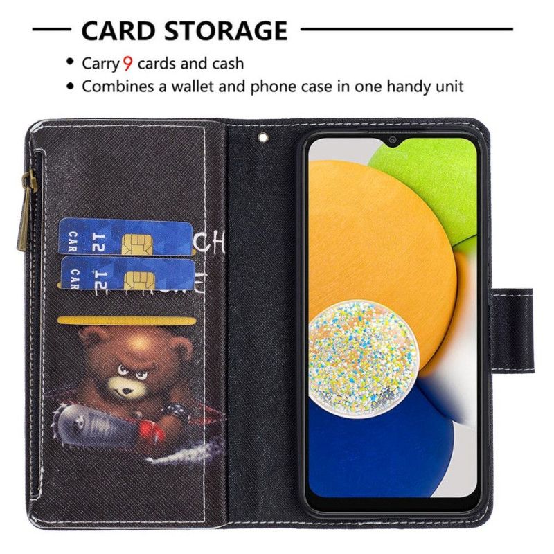 Læder Cover Samsung Galaxy M23 5G Bjørnepung Og Snor