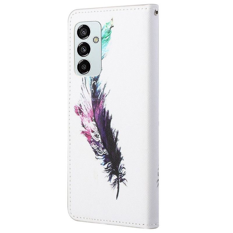 Læder Cover Samsung Galaxy M23 5G Med Snor Thong Fjer