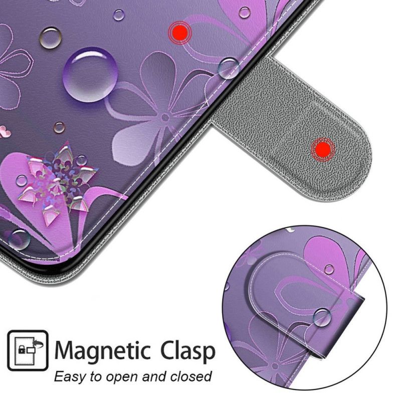 Læder Cover Samsung Galaxy M23 5G Vanddråber Med Snor