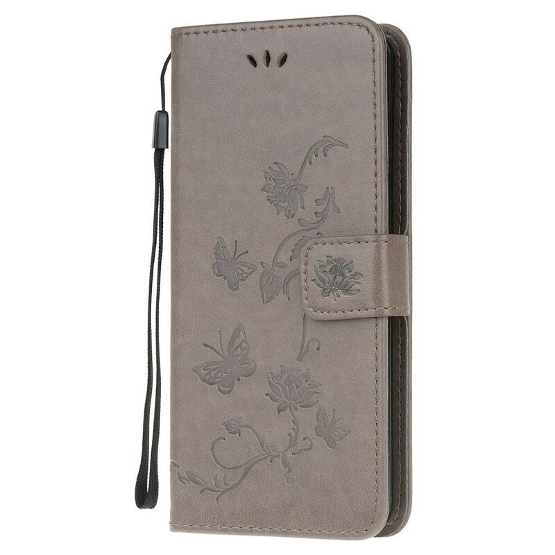 Flip Cover Samsung Galaxy S10 Lite Med Snor Thong Sommerfugle Og Blomster