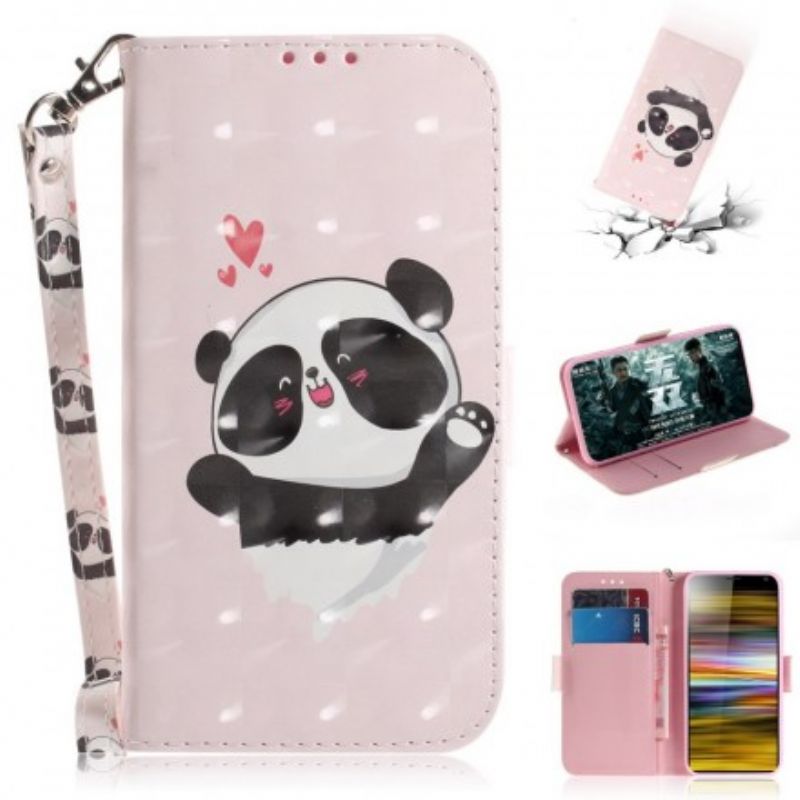 Flip Cover Sony Xperia 10 Plus Med Snor Panda Love Med Rem