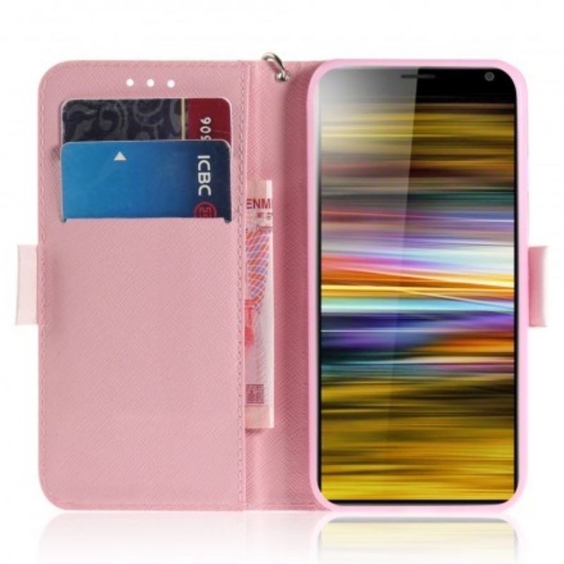 Flip Cover Sony Xperia 10 Plus Med Snor Panda Love Med Rem