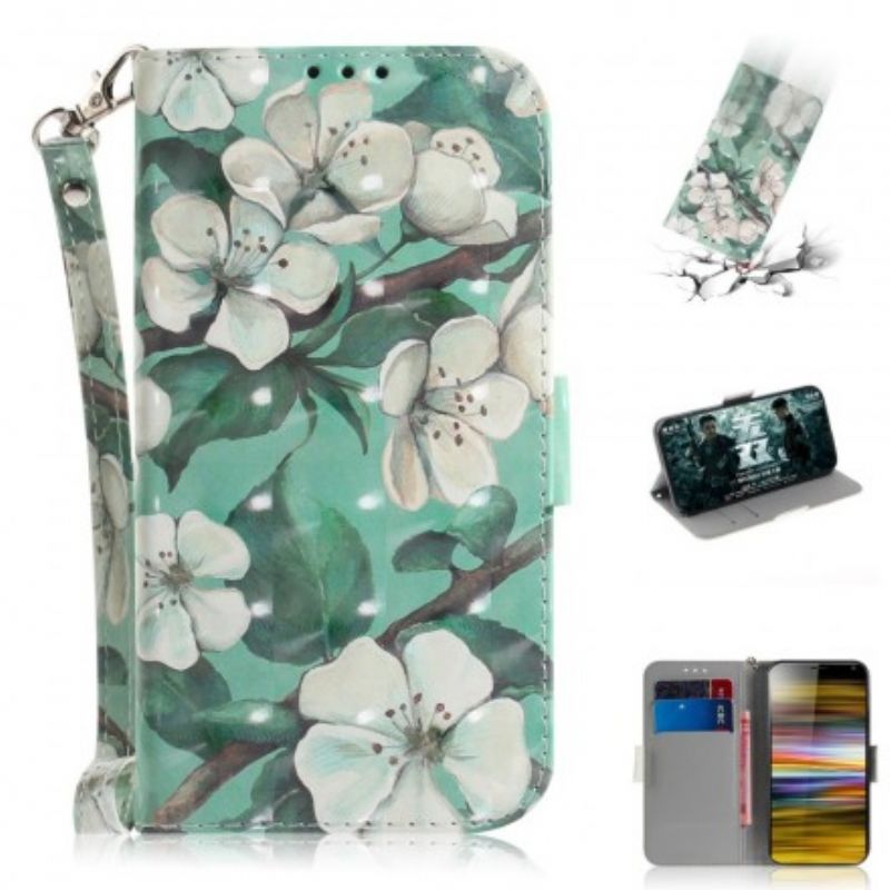 Flip Cover Sony Xperia 10 Plus Med Snor Thong Blomstergren
