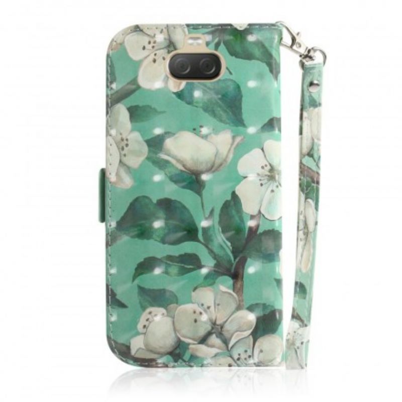 Flip Cover Sony Xperia 10 Plus Med Snor Thong Blomstergren