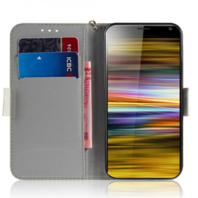 Flip Cover Sony Xperia 10 Plus Med Snor Thong Blomstergren