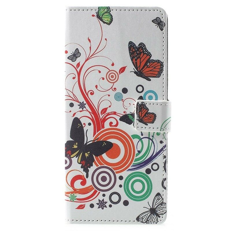 Læder Cover Samsung Galaxy Note 9 Sommerfugle Og Blomster