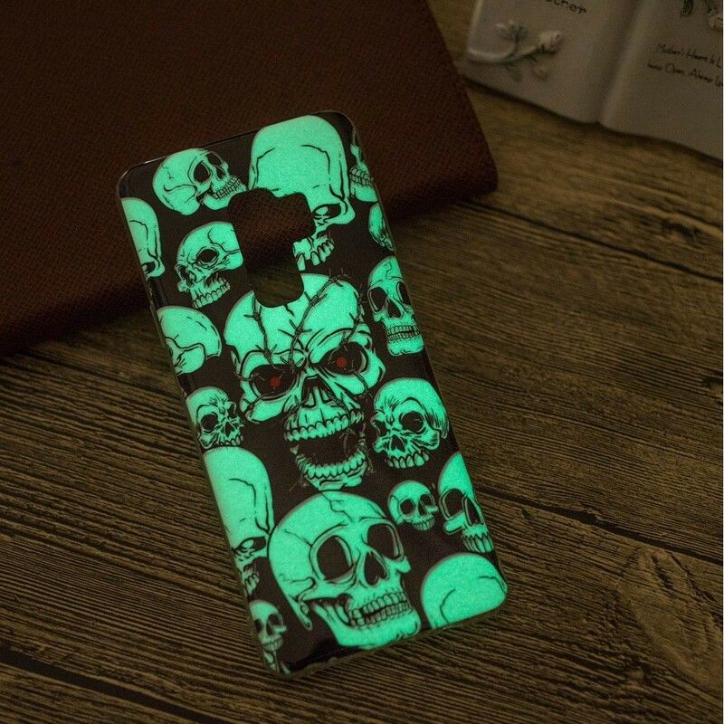 Cover Samsung Galaxy S9 Pas På Fluorescerende Kranier