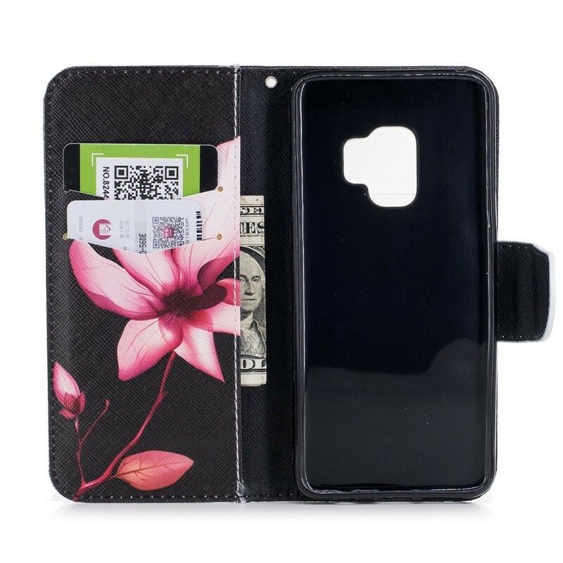Flip Cover Samsung Galaxy S9 Pink Blomst