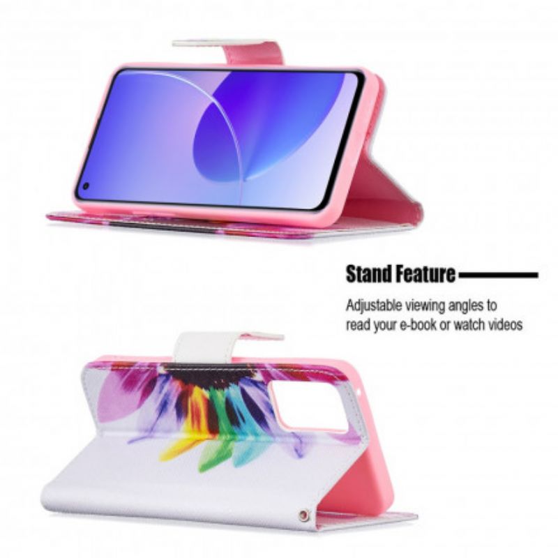 Flip Cover Oppo Reno 6 5G Akvarelblomst