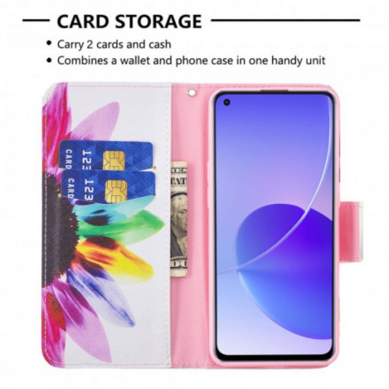 Flip Cover Oppo Reno 6 5G Akvarelblomst