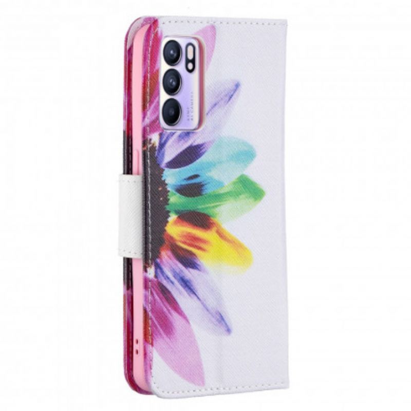 Flip Cover Oppo Reno 6 5G Akvarelblomst