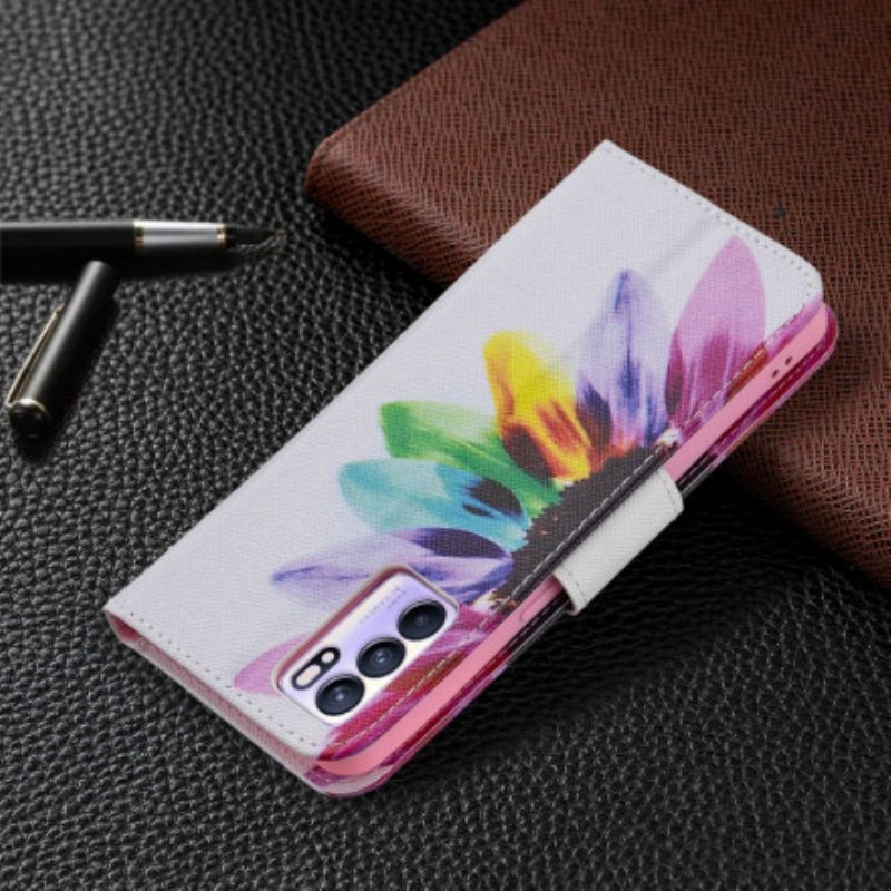 Flip Cover Oppo Reno 6 5G Akvarelblomst