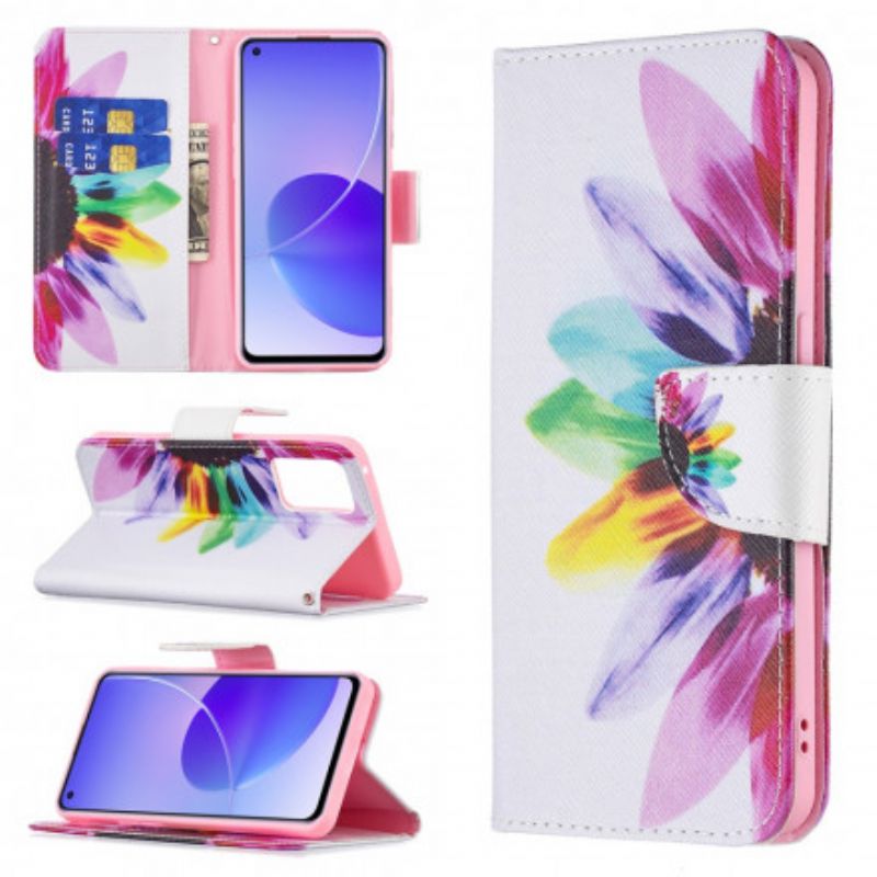 Flip Cover Oppo Reno 6 5G Akvarelblomst