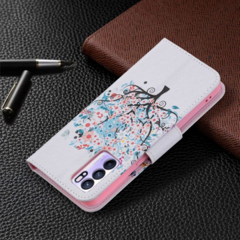 Flip Cover Oppo Reno 6 5G Blomstret Træ