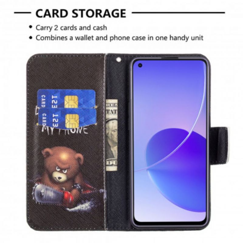 Læder Cover Oppo Reno 6 5G Farlig Bjørn
