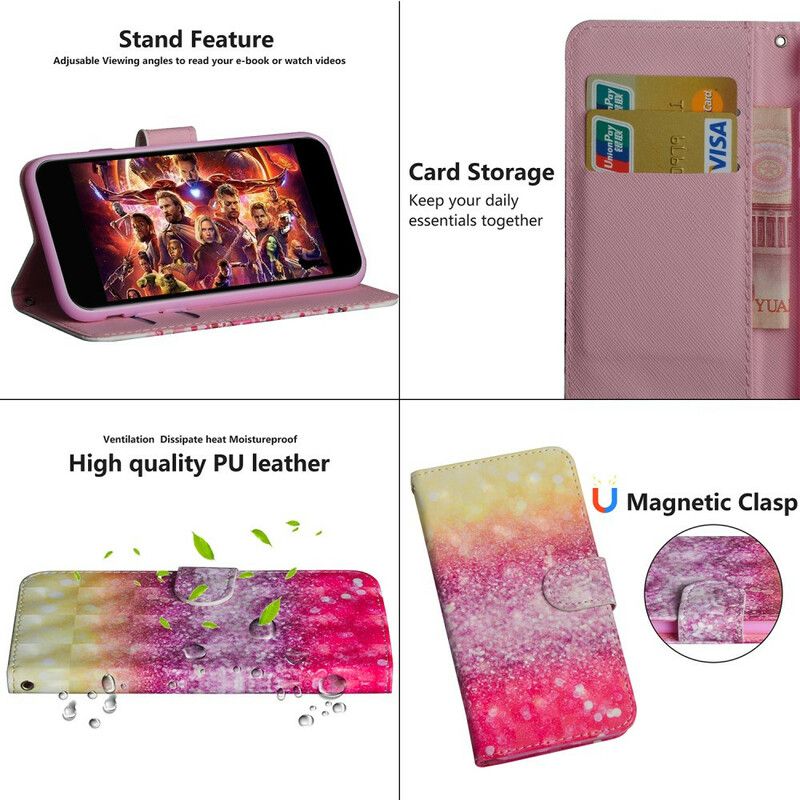 Flip Cover Xiaomi Redmi Note 8T Magenta Glitter Gradient