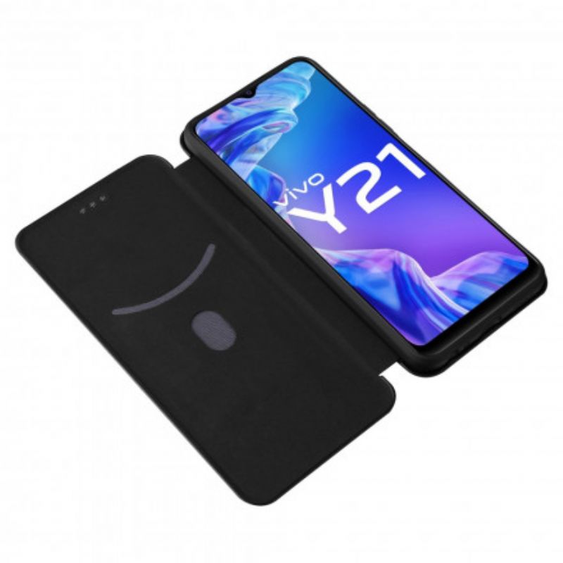 Cover Vivo Y33s / Y21 / Y21s Flip Cover Farvet Carbon Silikone