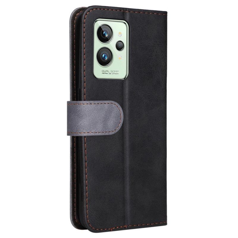 Flip Cover Realme GT2 Pro Med Snor Tofarvet Premium-rem