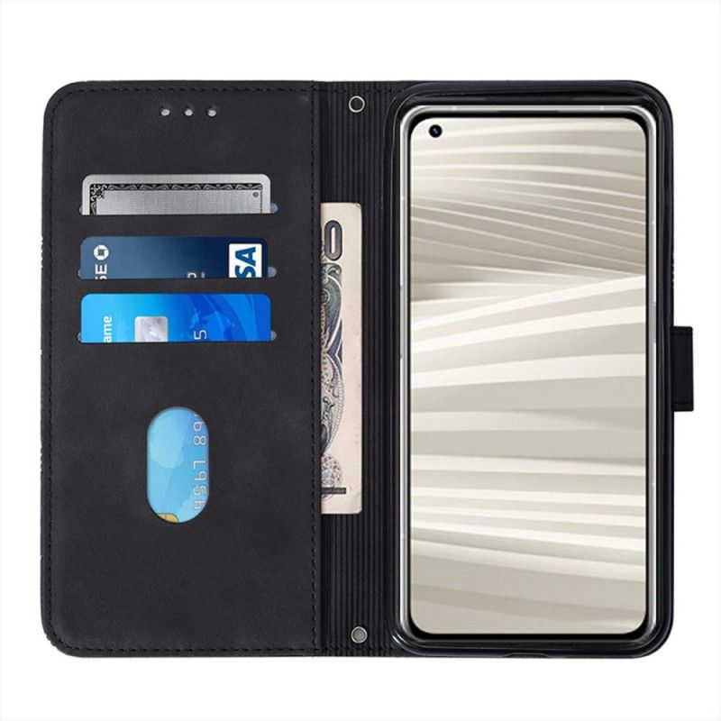 Flip Cover Realme GT2 Pro Trekanter Mønster Med Skulderrem
