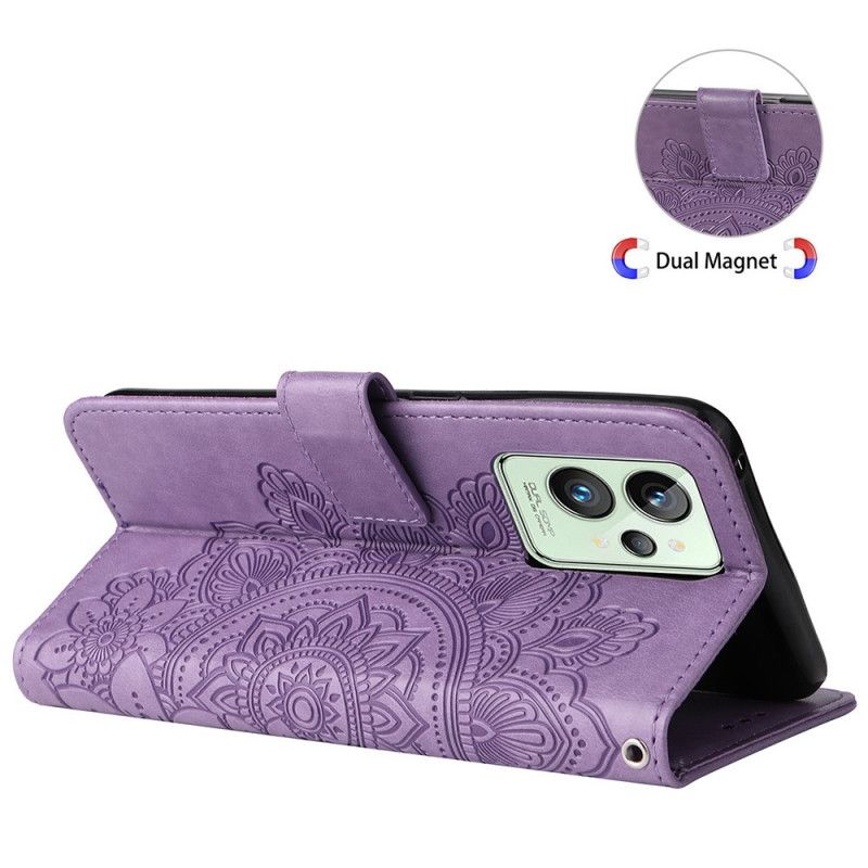 Læder Cover Realme GT2 Pro Med Snor Thong Mandala