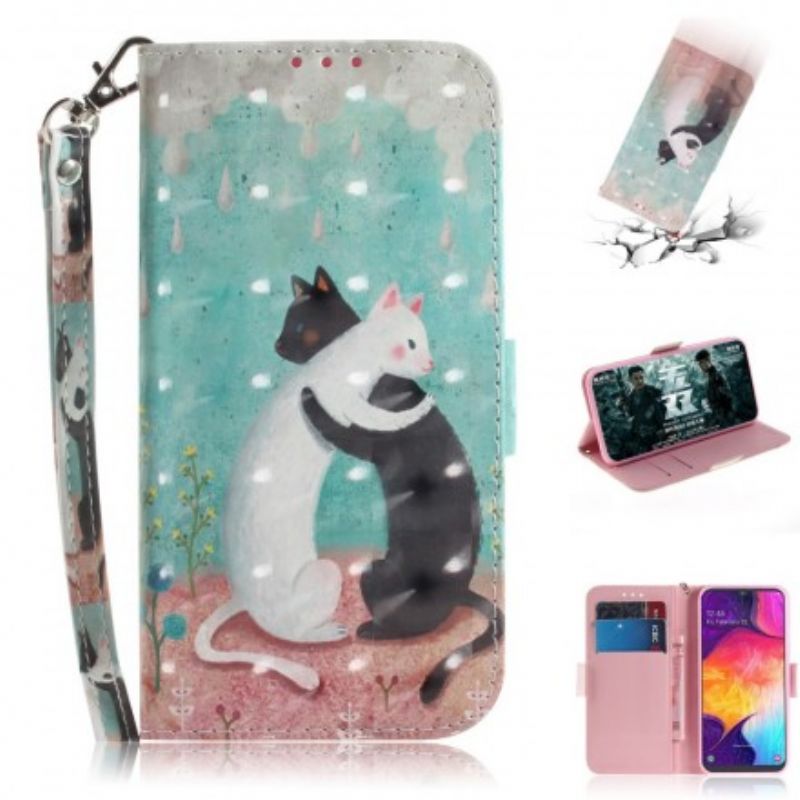Flip Cover Samsung Galaxy A50 Med Snor Thong Cat Friends