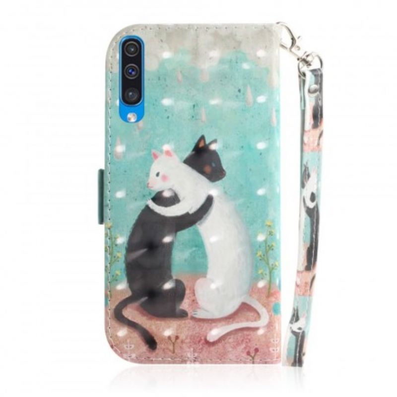 Flip Cover Samsung Galaxy A50 Med Snor Thong Cat Friends