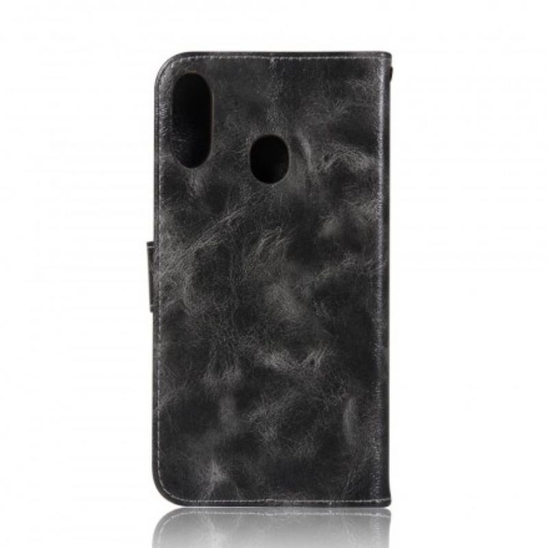 Læder Cover Samsung Galaxy A20e Med Snor Vintage Imiteret Læderrem